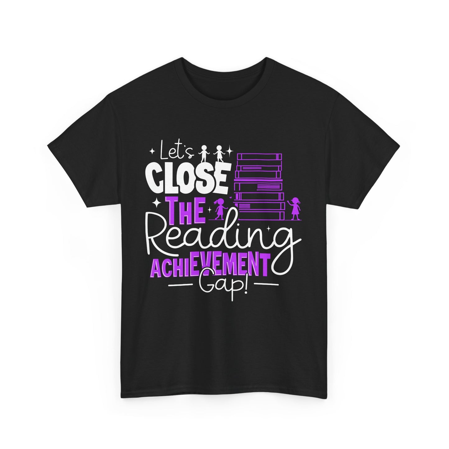 'Let's Close the Reading Achievement Gap' Unisex Heavy Cotton Tee - Support Literacy Awareness
