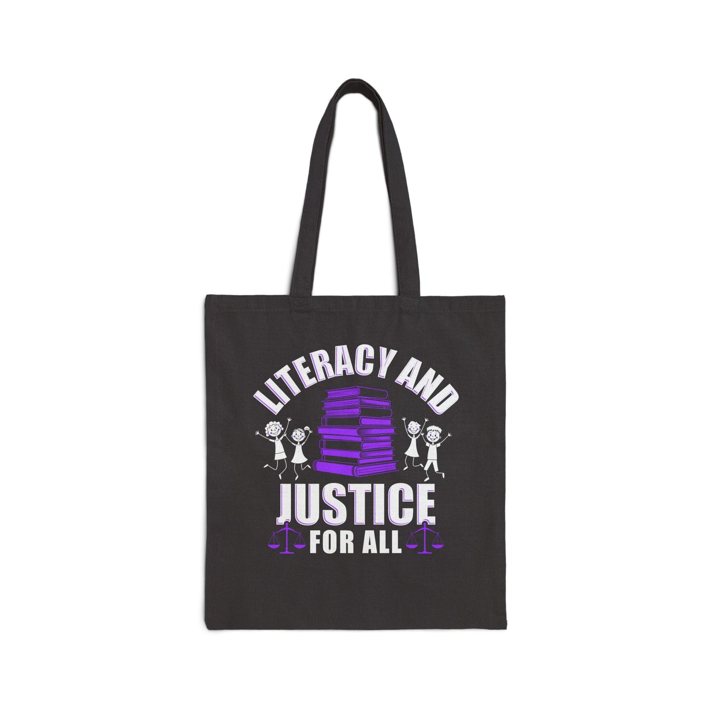 Literacy and Justice Cotton Canvas Tote Bag - Eco-Friendly Teacher Gift