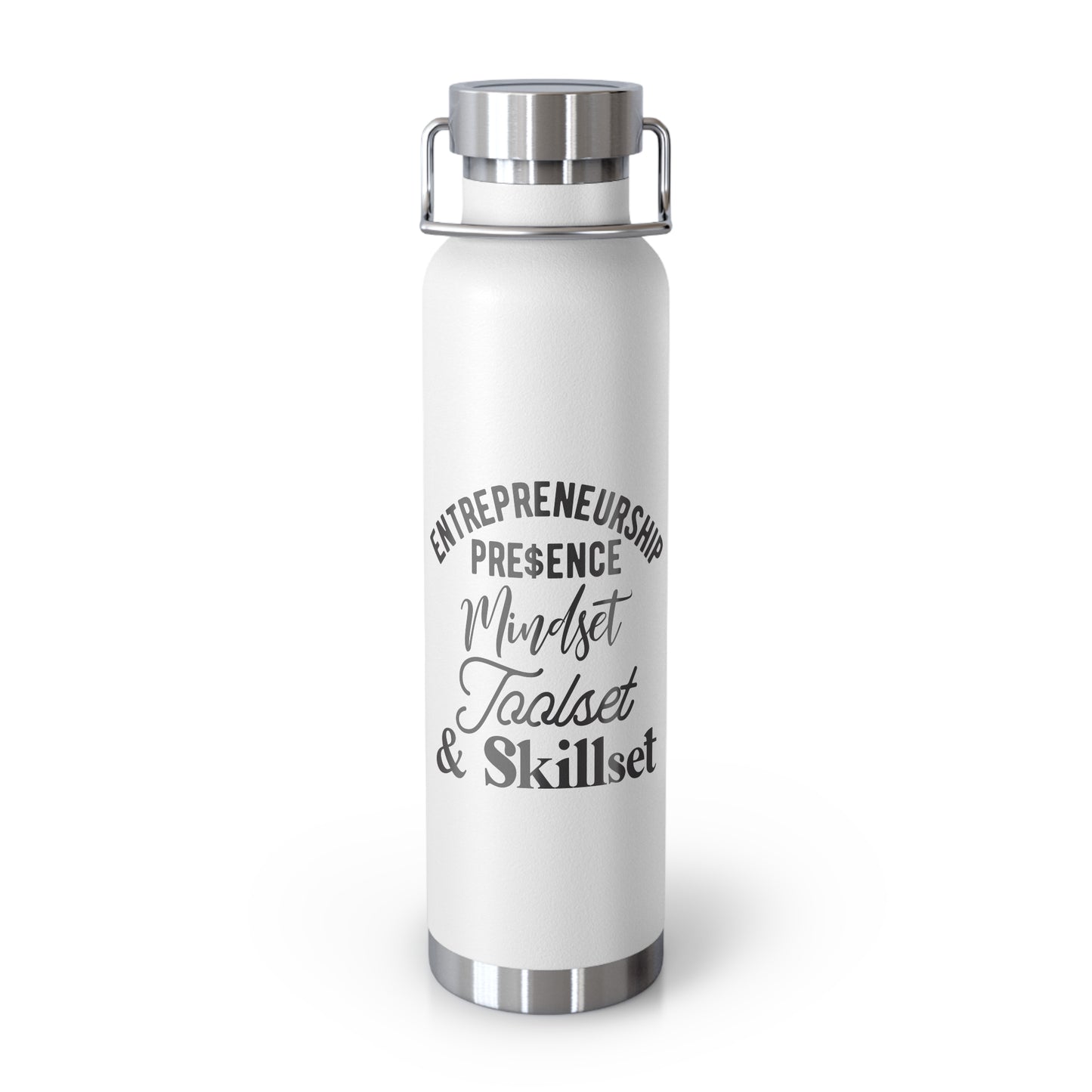 Motivational Insulated Water Bottle - 22oz 'Entrepreneurship Mindset & Skillset'
