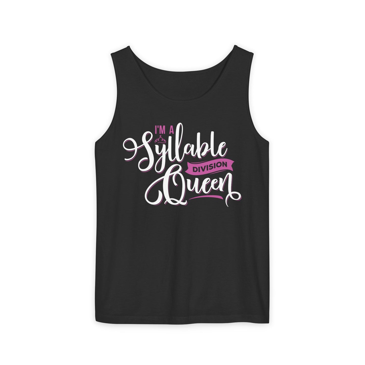 Syllable Division Queen Tank Top - Unisex Garment-Dyed Tee for Language Lovers