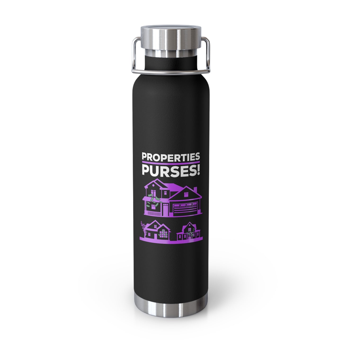Stylish 22oz Copper Insulated Water Bottle - Properties Over Pursuits Design