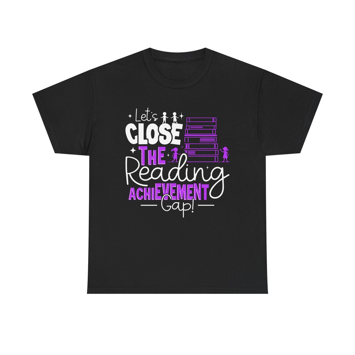 'Let's Close the Reading Achievement Gap' Unisex Heavy Cotton Tee - Support Literacy Awareness