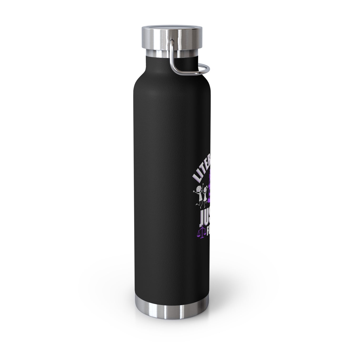 Literacy and Justice Vacuum Insulated Bottle - 22oz Black Water Bottle