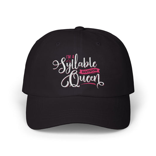 Syllable Queen Cap - Fun Black Hat for Language Lovers