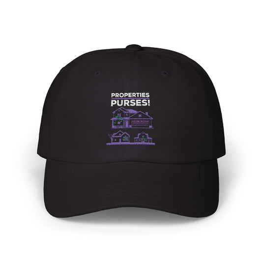 Property Over Pursuit Classic Dad Cap - Trendy Black Hat for Real Estate Enthusiasts