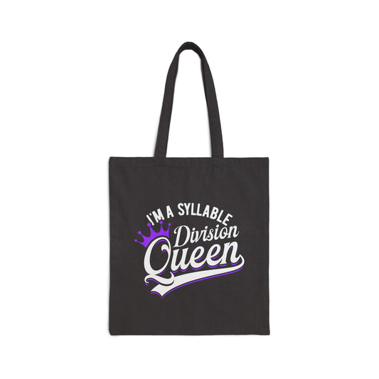 Syllable Division Queen Canvas Tote Bag - Stylish & Practical Gift for Teachers and Students