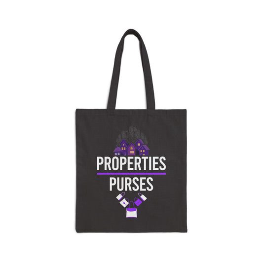 Properties Purses Cotton Canvas Tote Bag - Stylish Eco-Friendly Shopper for Real Estate Lovers