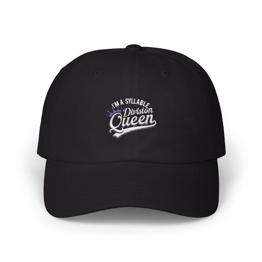 Syllable Division Queen Cap - Fun & Unique Black Hat for Language Lovers