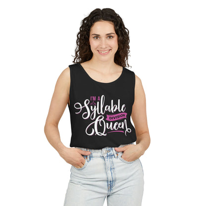 Syllable Division Queen Tank Top - Unisex Garment-Dyed Tee for Language Lovers