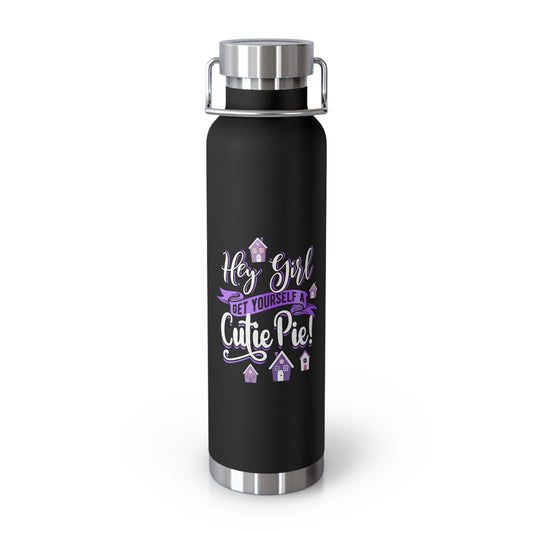 Cute Pie Insulated Water Bottle - 22oz Copper Flask for Girls