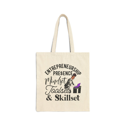 Entrepreneurship Mindset Cotton Canvas Tote Bag - Skillset & Tools