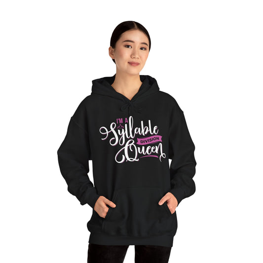 Syllable Division Queen Hoodie - Black Unisex Heavy Blend Sweatshirt