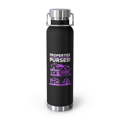 Stylish 22oz Copper Insulated Water Bottle - Properties Over Pursuits Design