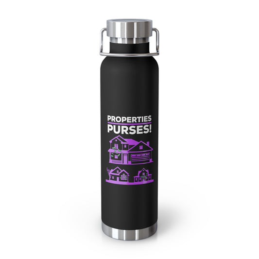 Stylish 22oz Copper Insulated Water Bottle - Properties Over Pursuits Design