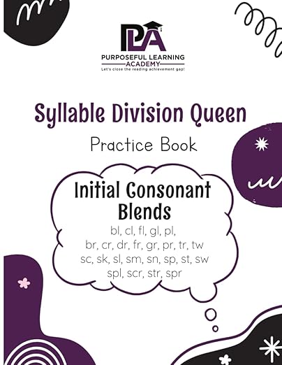 Syllable Division Queen Practice Guide: Initial Consonant Blends